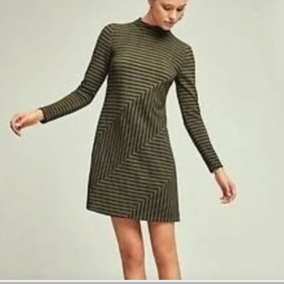 HUTCH Green and Black Striped Long Sleeve Dress - Picture 2 of 5